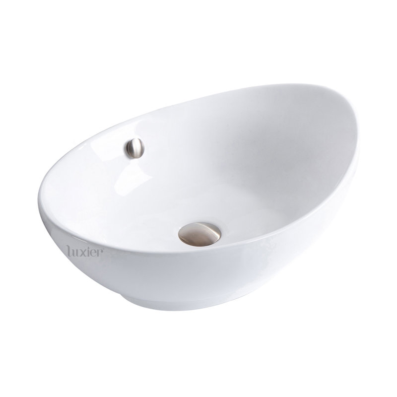 Luxier Ceramic Oval Vessel Bathroom Sink with Overflow & Reviews Wayfair